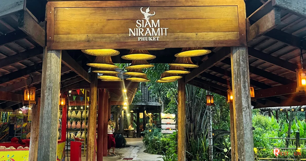 Entrance to the Thai village at Siam Niramit Phuket
